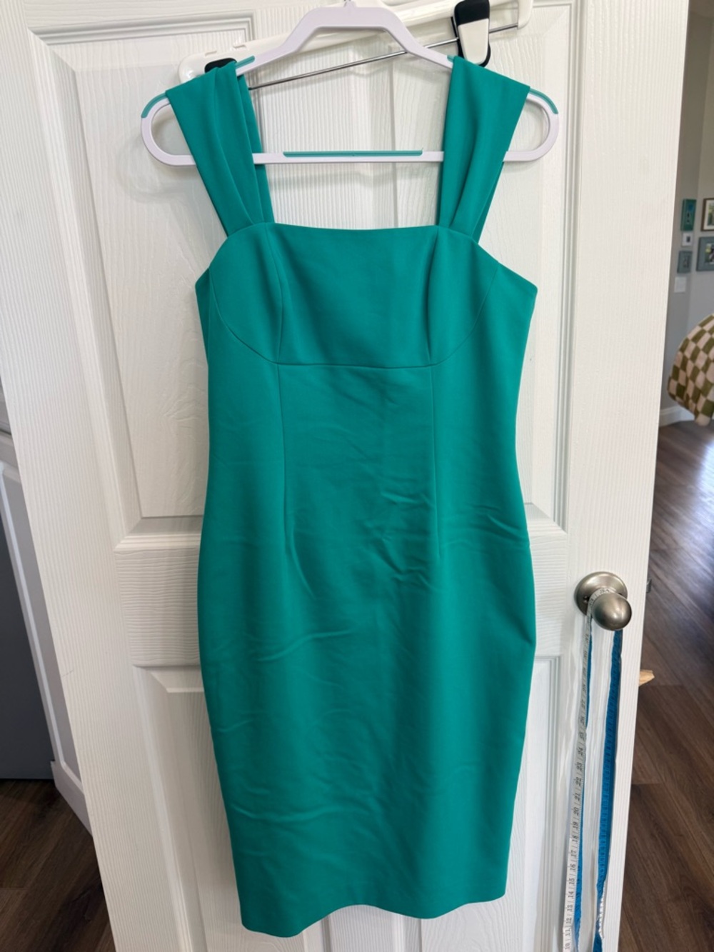 Antonio Melani Green Sheath Dress Structured Midi Work Office Career Chic Size 6